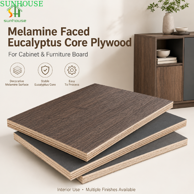 18 mm Melamina de madeira compensada Eucalyptus Core Mesa de mobiliário para armários Armários e fabricação de móveis de interiores